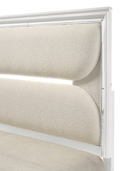 Eden White Boucle Upholstered LED Panel Bedroom Set - MyWaynesHome #