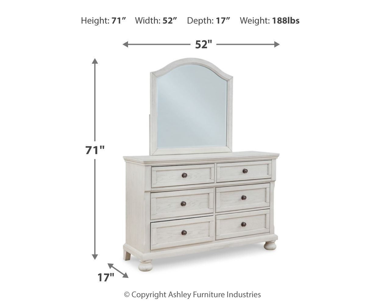 Robbinsdale Full Sleigh Storage Bed, Dresser and Mirror
