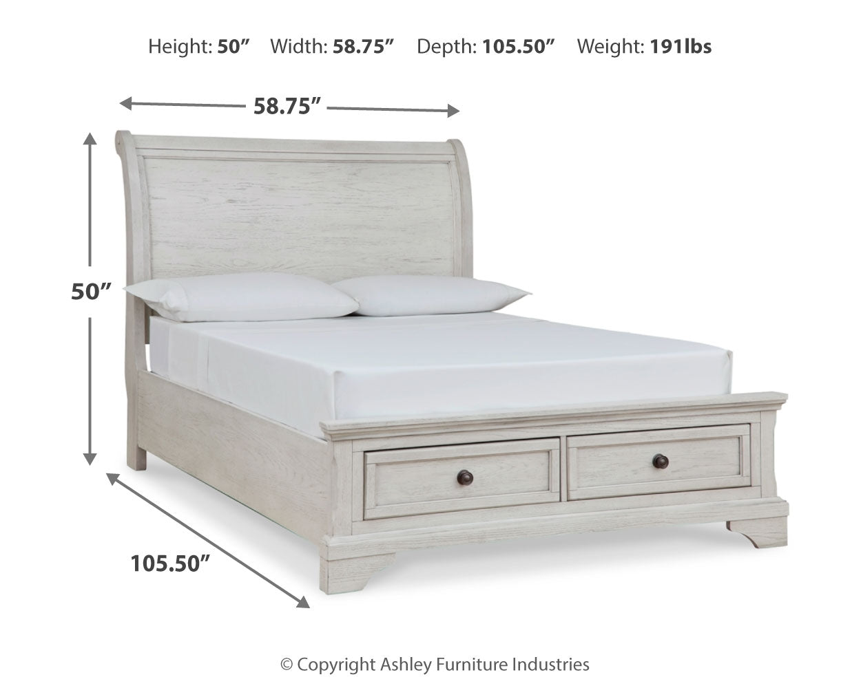 Robbinsdale Full Sleigh Storage Bed, Dresser and Mirror