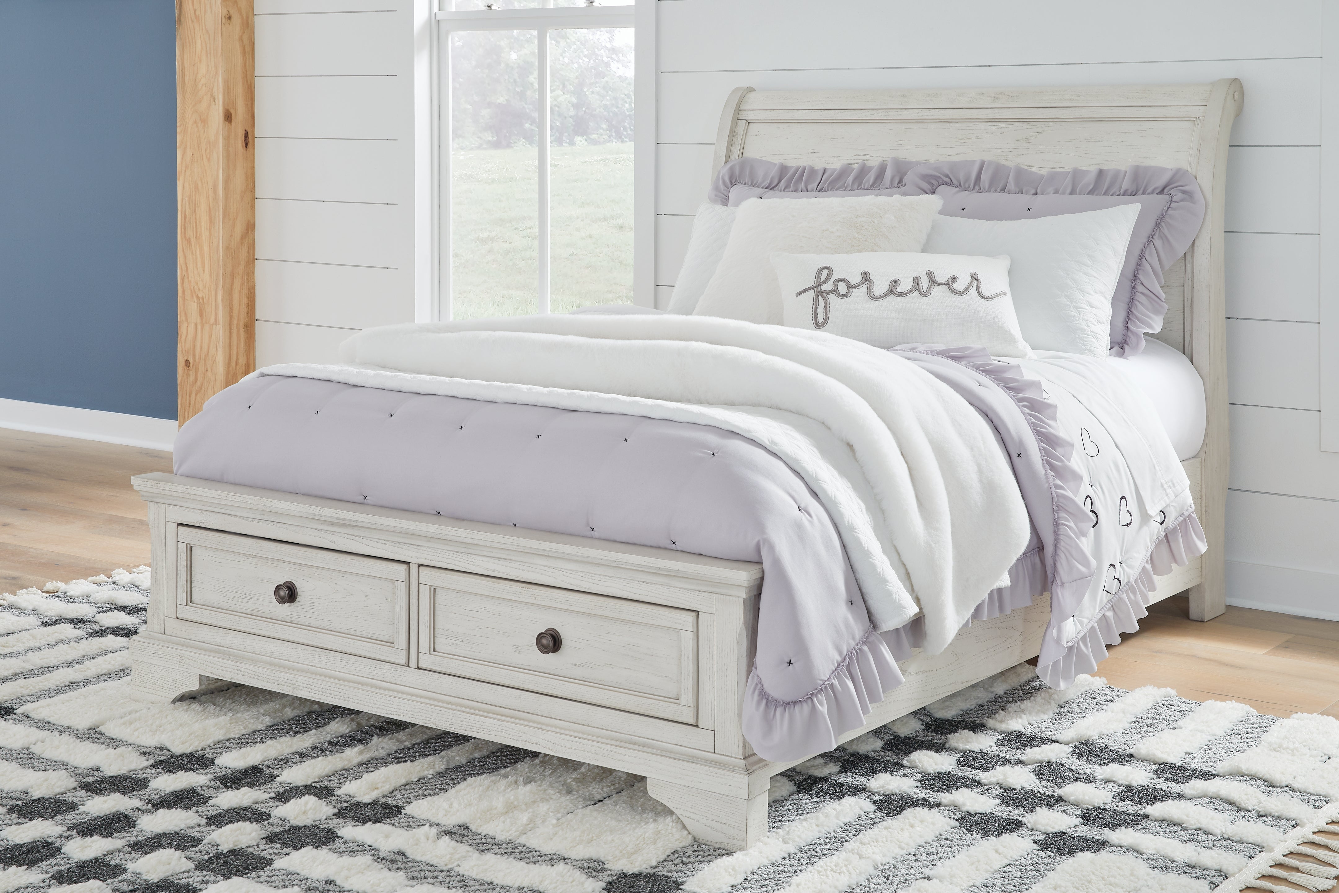 Robbinsdale Full Sleigh Storage Bed, Dresser and Mirror