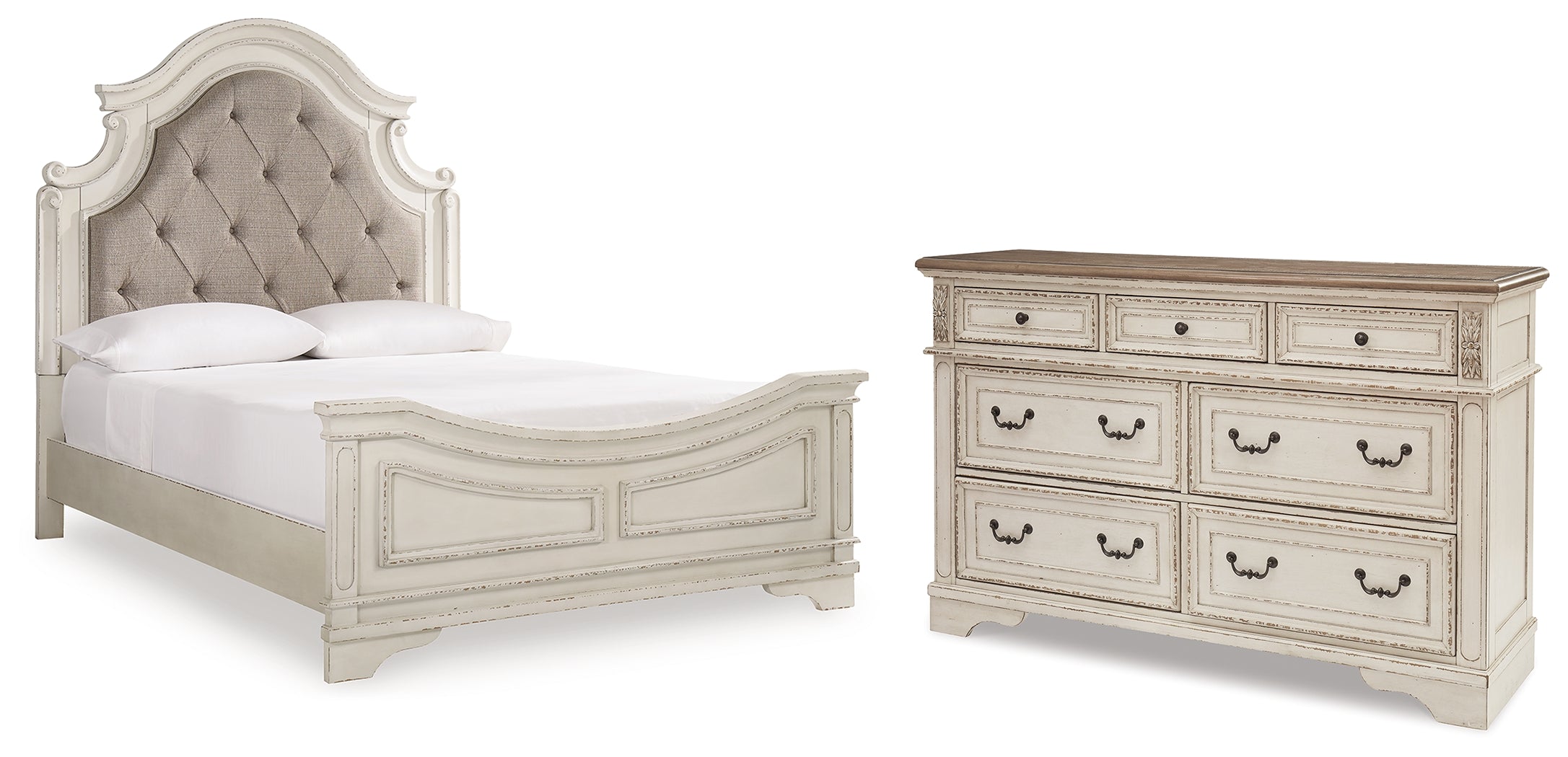 Realyn Queen Panel Bed and Dresser