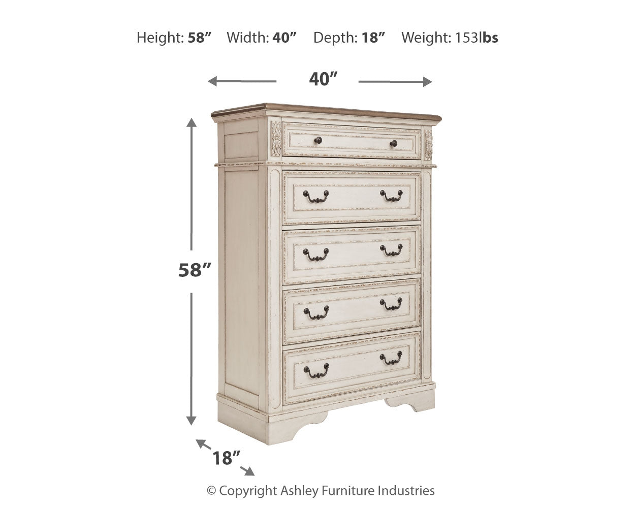 Realyn Twin Panel Bed, Chest and Nightstand