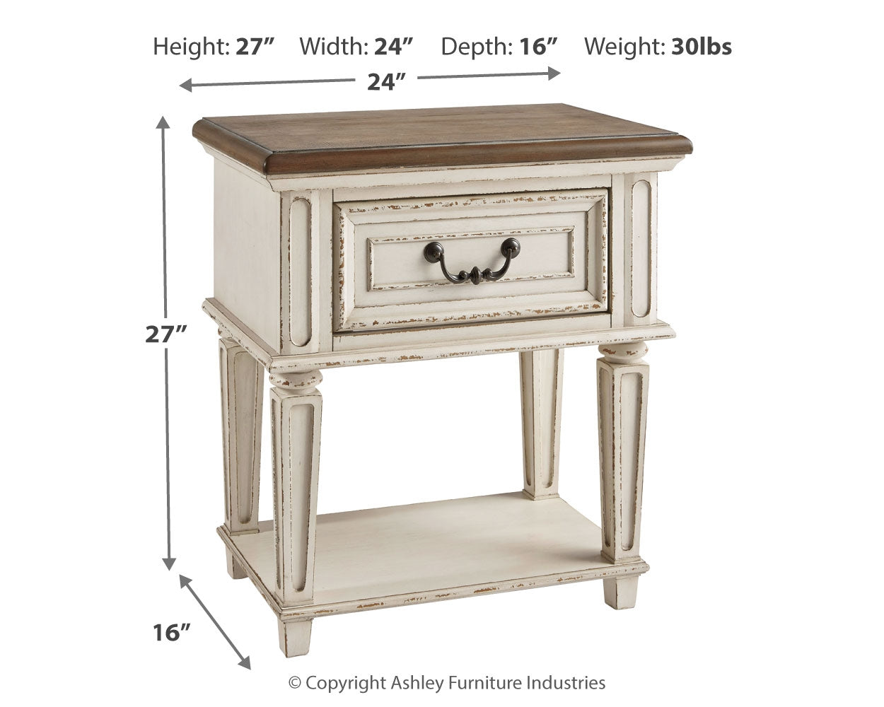 Realyn Twin Panel Bed, Chest and Nightstand