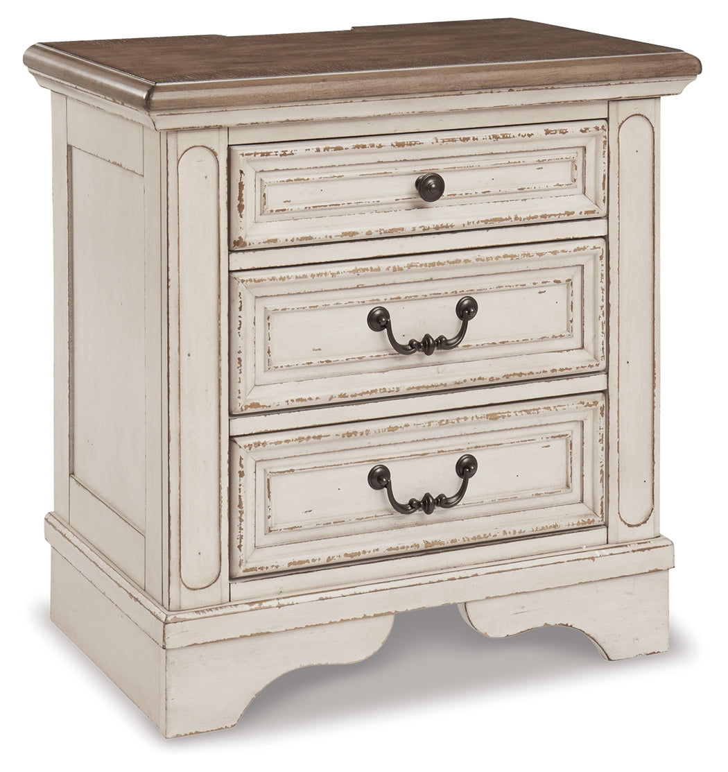 Realyn King Upholstered Panel Storage Bed and 2 Nightstands