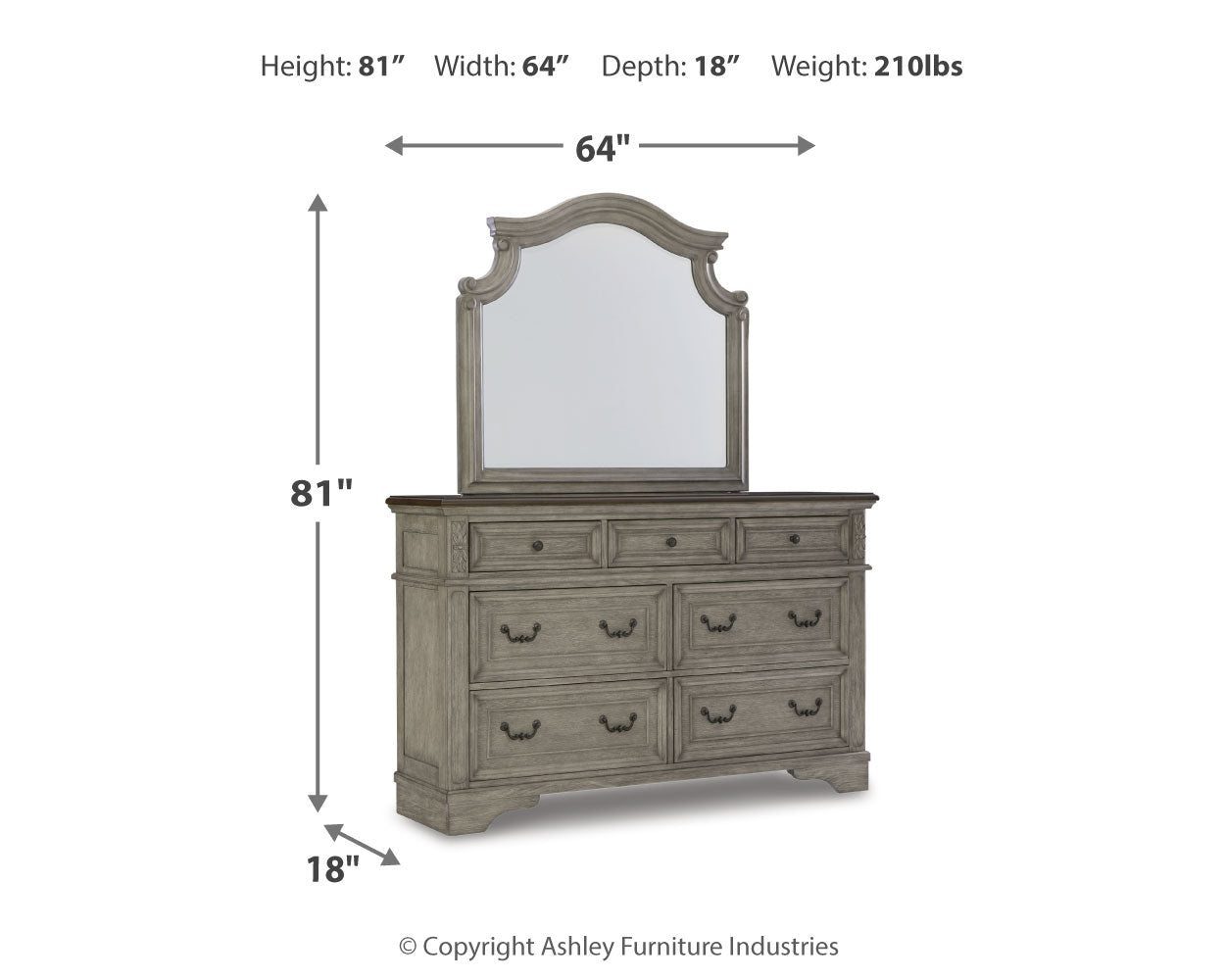Lodenbay Queen Upholstered Panel Bed, Dresser, Mirror, Chest and Nightstand