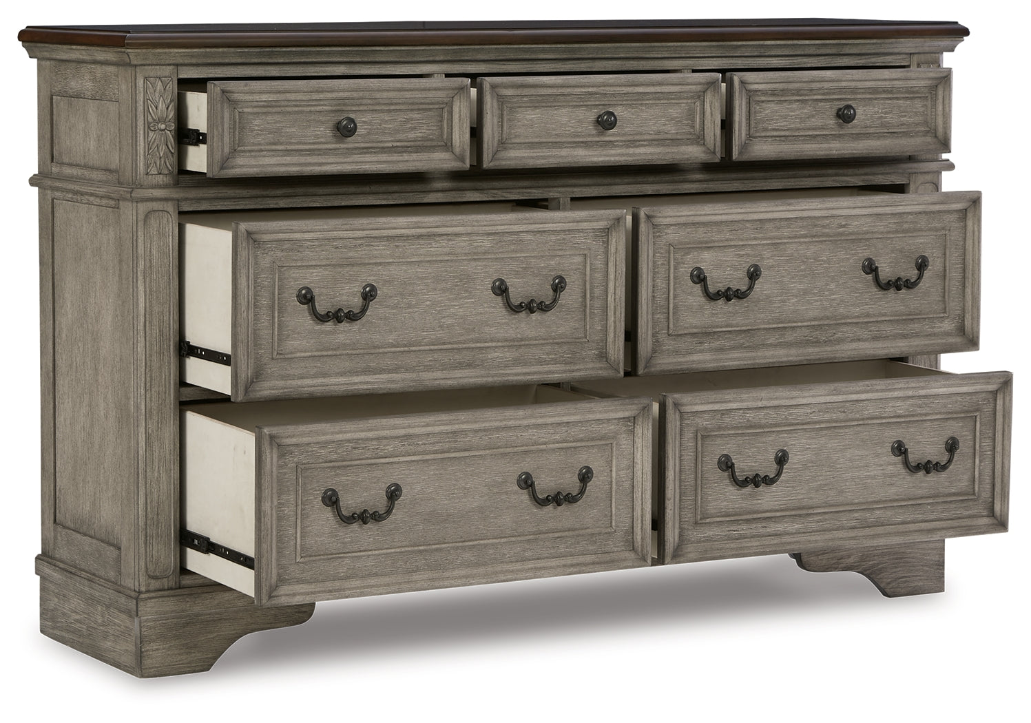 Lodenbay Queen Upholstered Panel Bed, Dresser and Nightstand