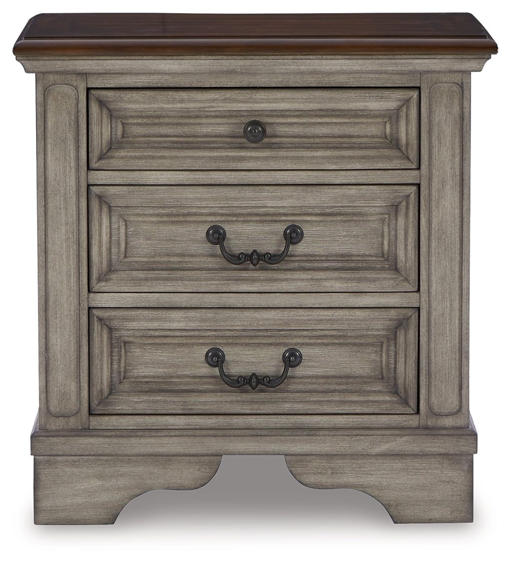 Lodenbay King Upholstered Panel Bed, Dresser, Mirror, and Nightstand