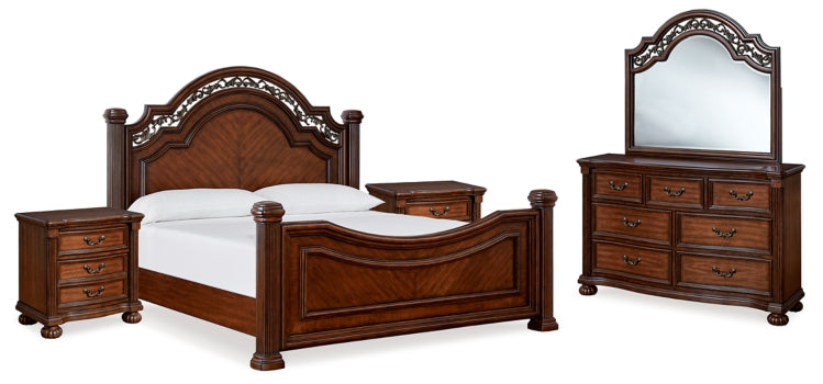 Lavinton King Poster Bed, Dresser, Mirror and Nightstand