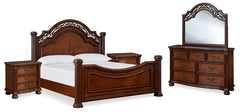 Lavinton King Poster Bed, Dresser, Mirror and Nightstand