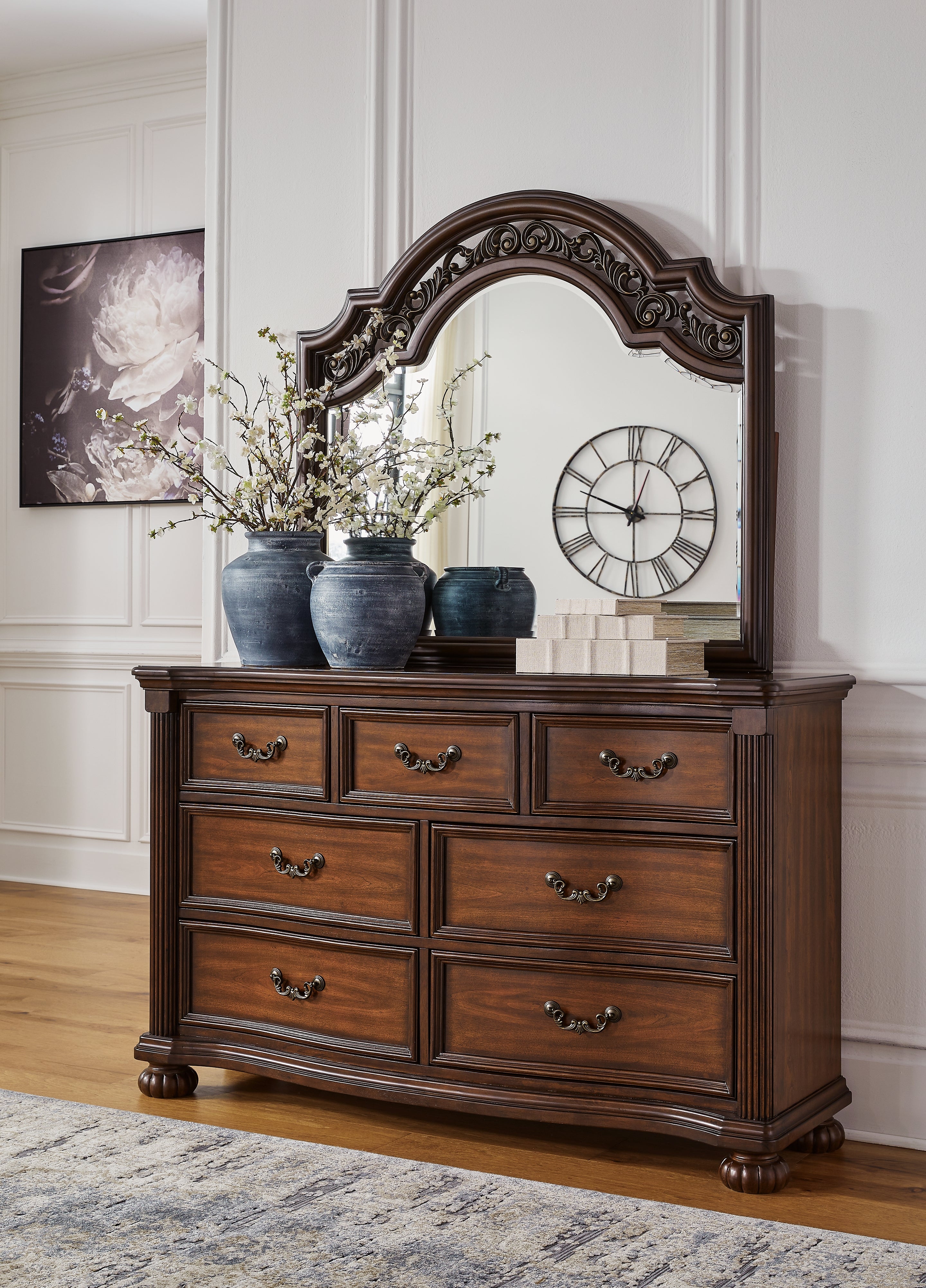 Lavinton King Poster Bed, Dresser, Mirror and Nightstand