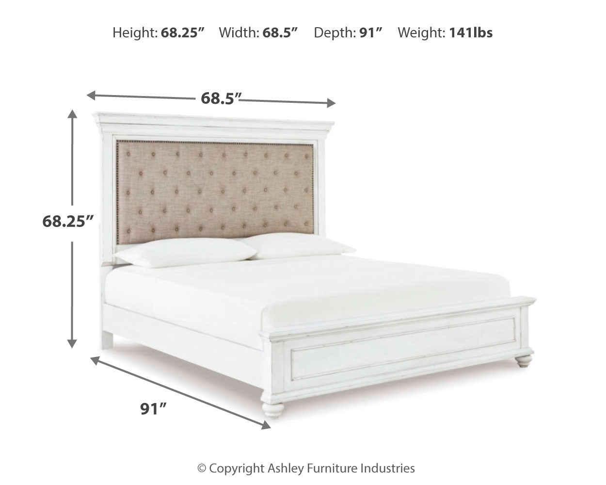 Kanwyn Queen Upholstered Panel Bed, Dresser, and Nightstand