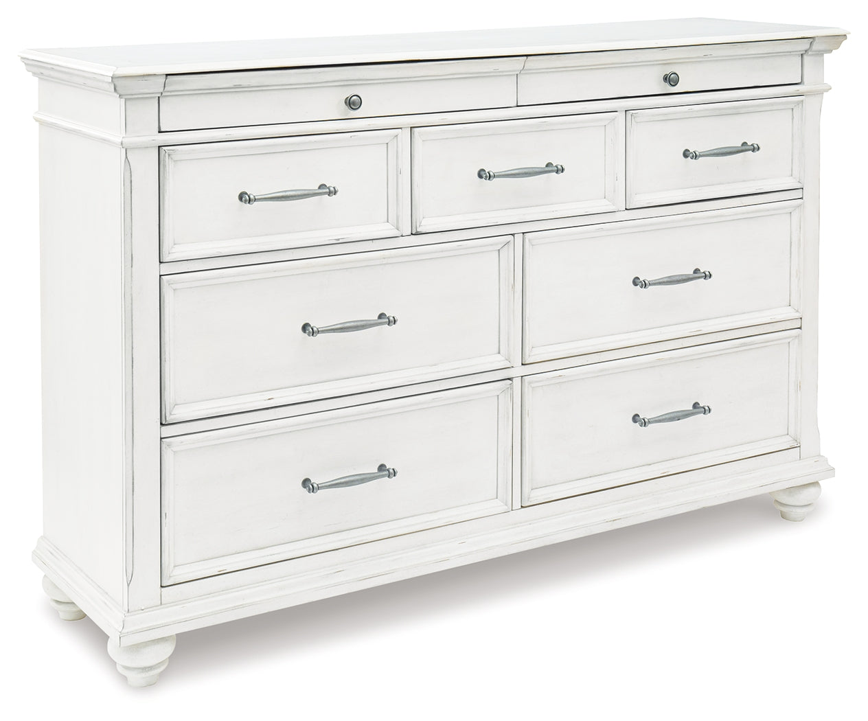 Kanwyn King Upholstered Panel Bed, Dresser and Nightstand