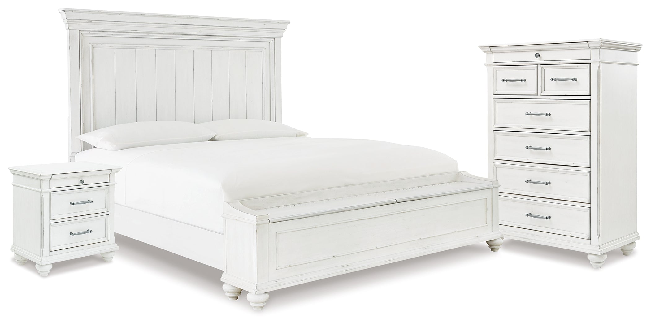 Kanwyn King Panel Storage Bed, Chest and Nightstand