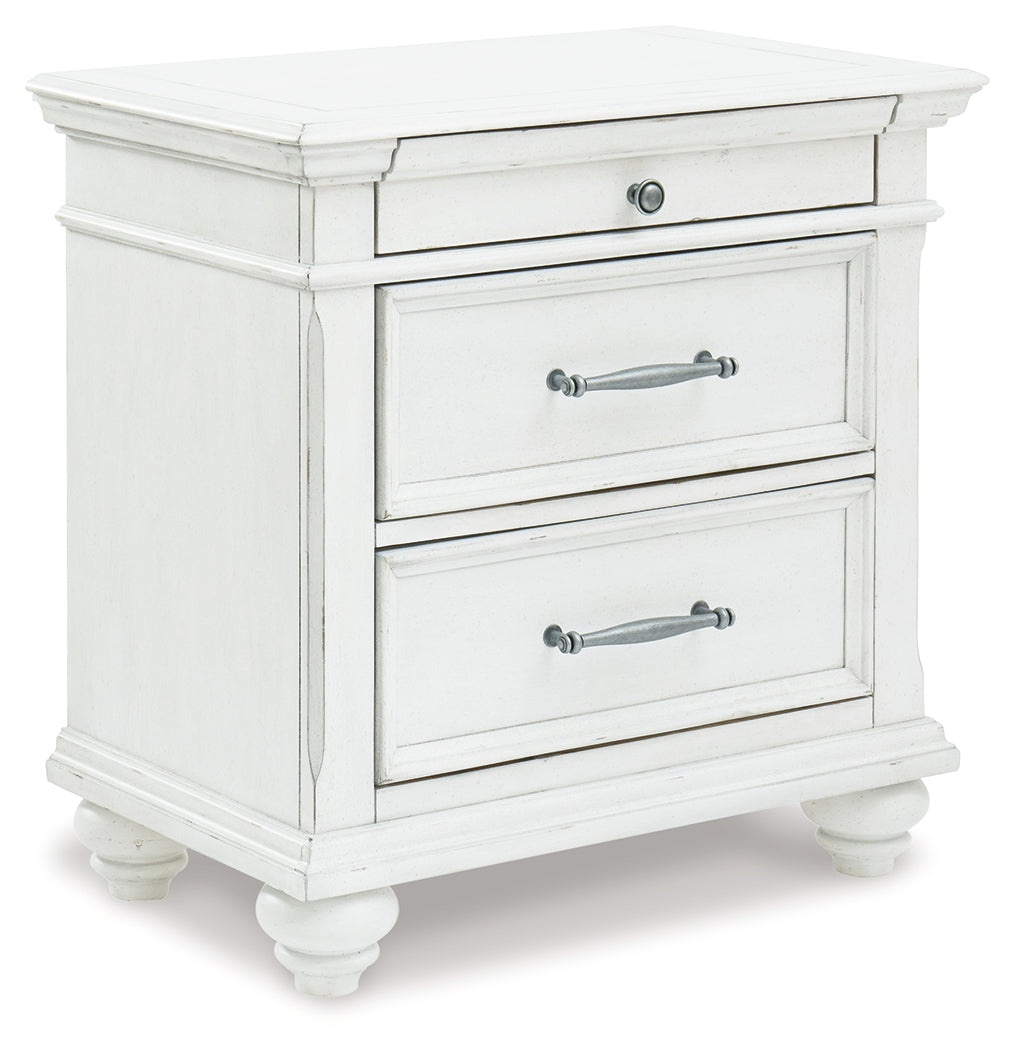 Kanwyn King Upholstered Panel Bed, Dresser and Nightstand