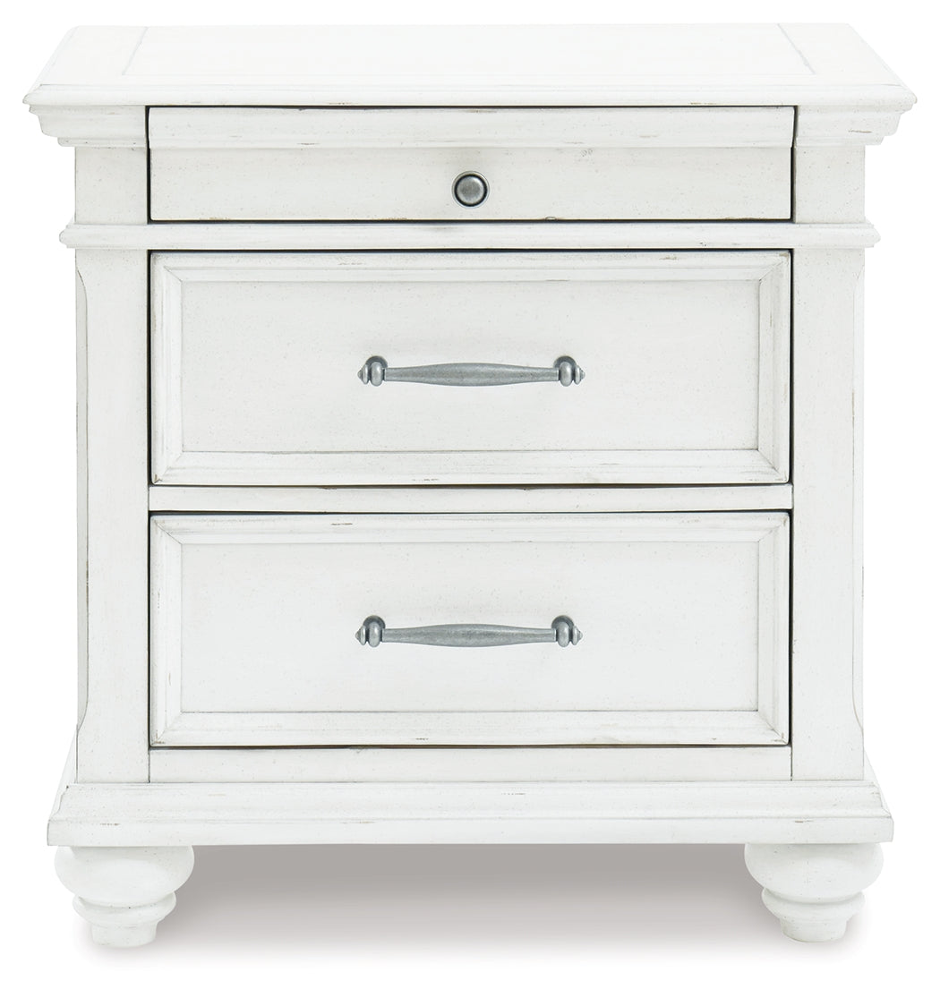 Kanwyn King Upholstered Panel Bed, Dresser and Nightstand