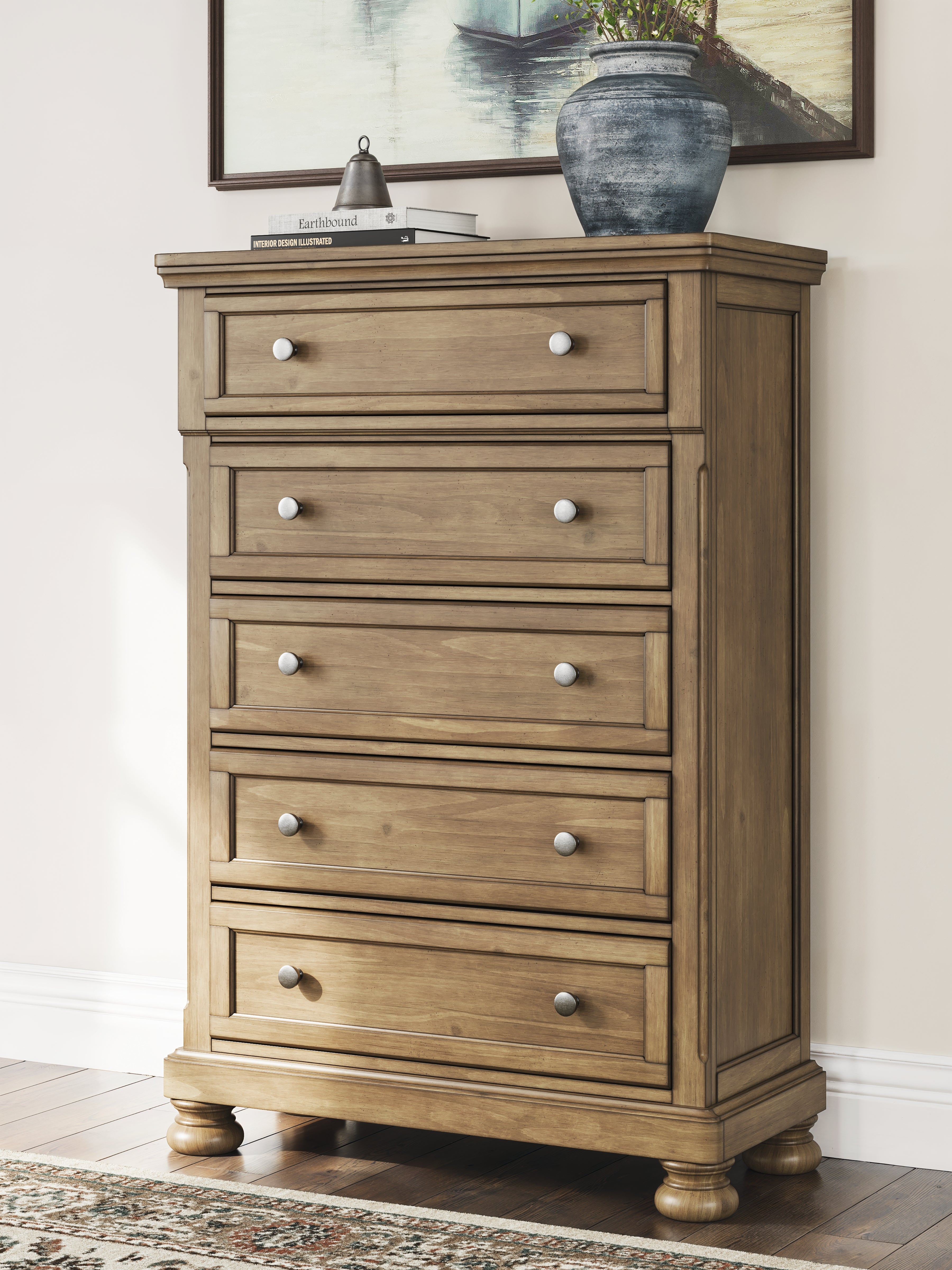 Feddinger Queen Panel Bed, Dresser, Mirror, Chest and Nightstand