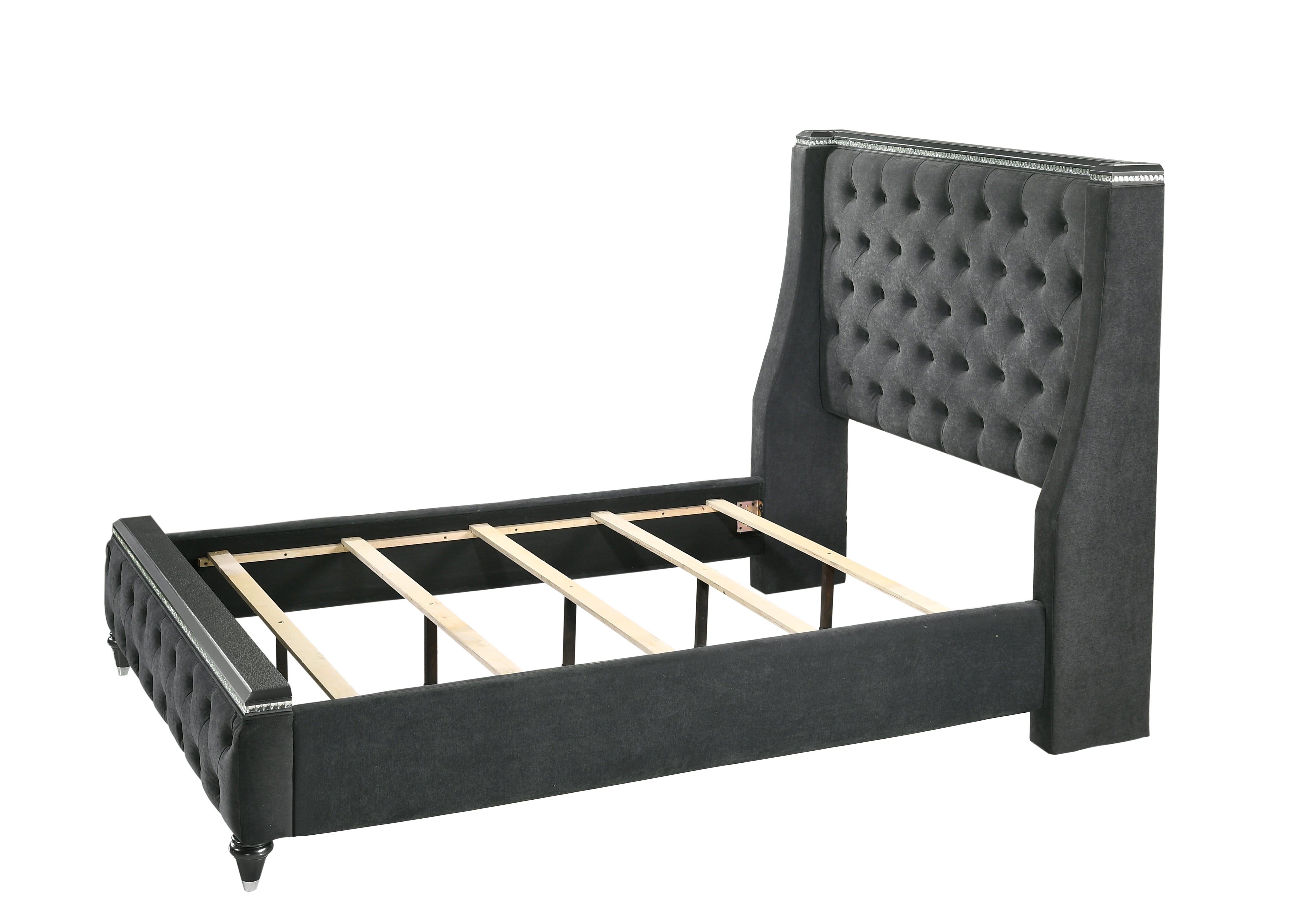 Giovani Gray Queen Upholstered Panel Bed - MyWaynesHome #