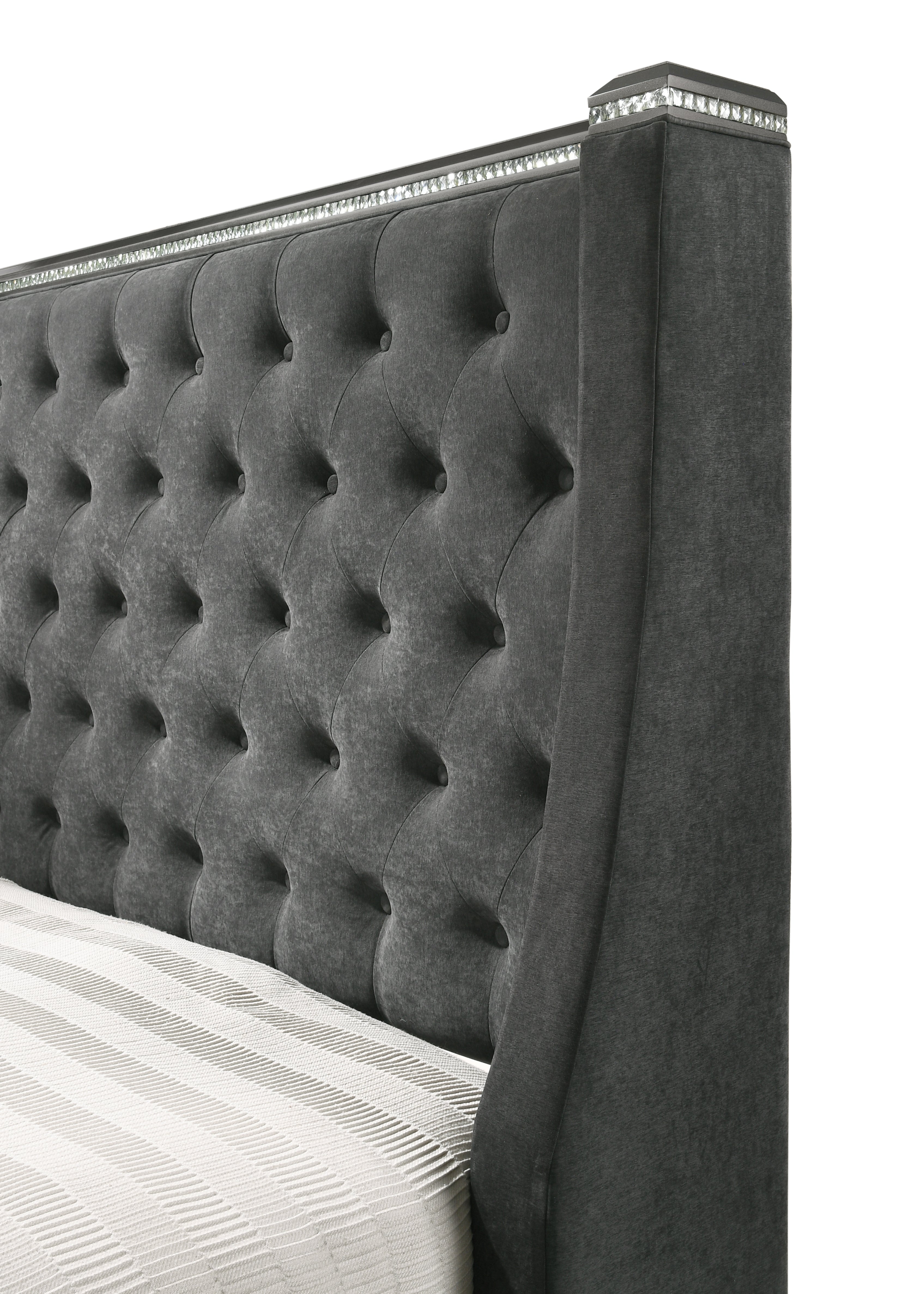 Giovani Gray Queen Upholstered Panel Bed - MyWaynesHome #