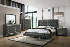 Giovani Gray Queen Upholstered Panel Bed - MyWaynesHome #