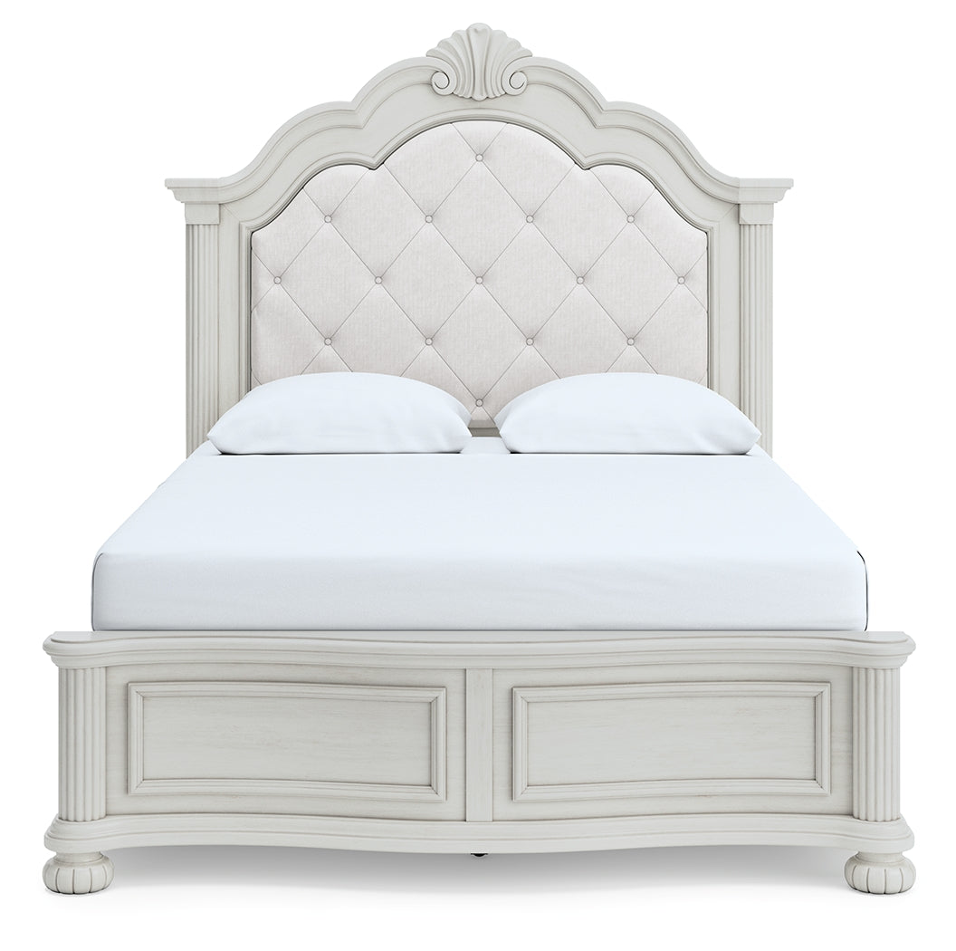 Montelaine Queen Upholstered Panel Bed, Dresser and Mirror