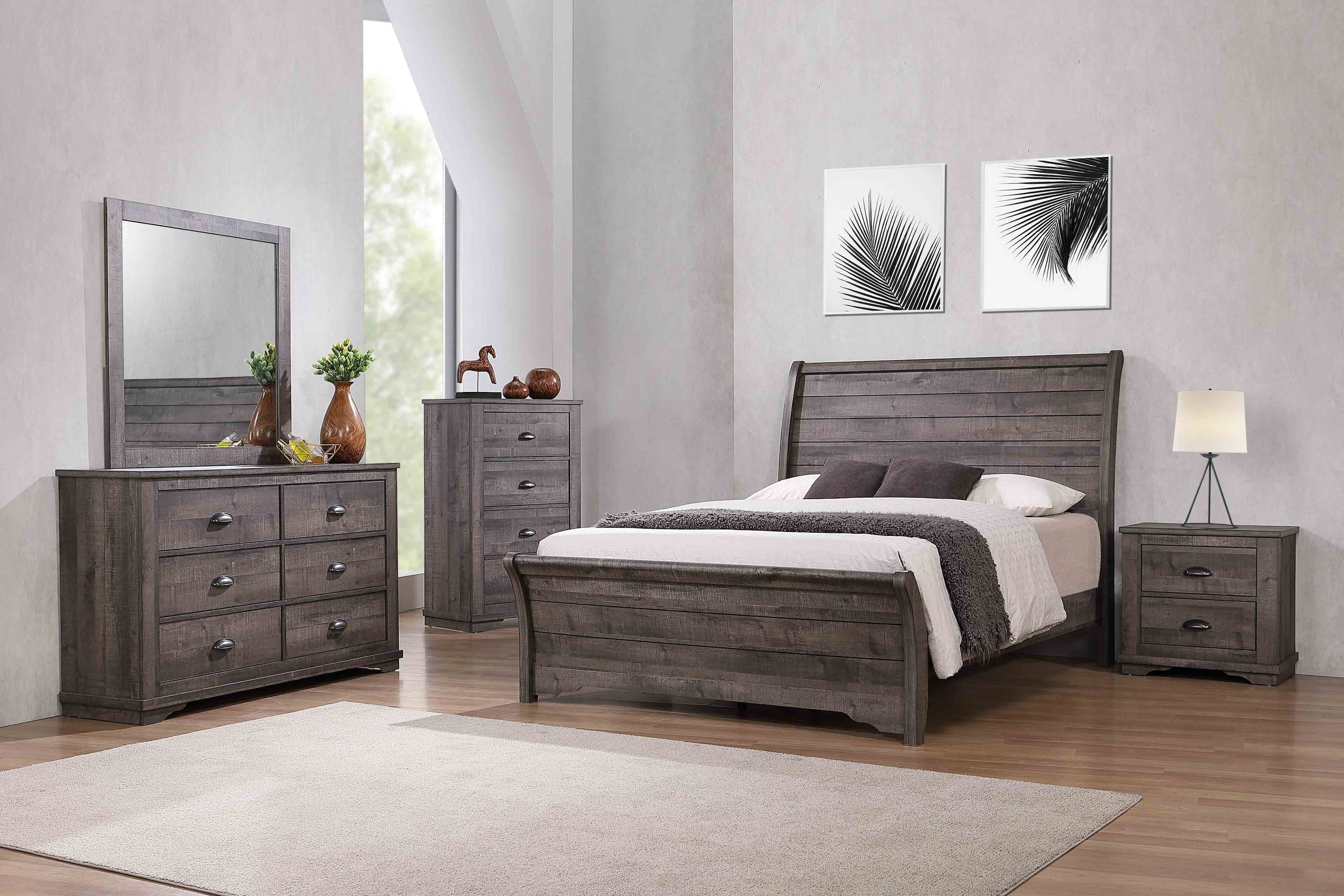 Coralee Gray Queen Sleigh Bed - MyWaynesHome #