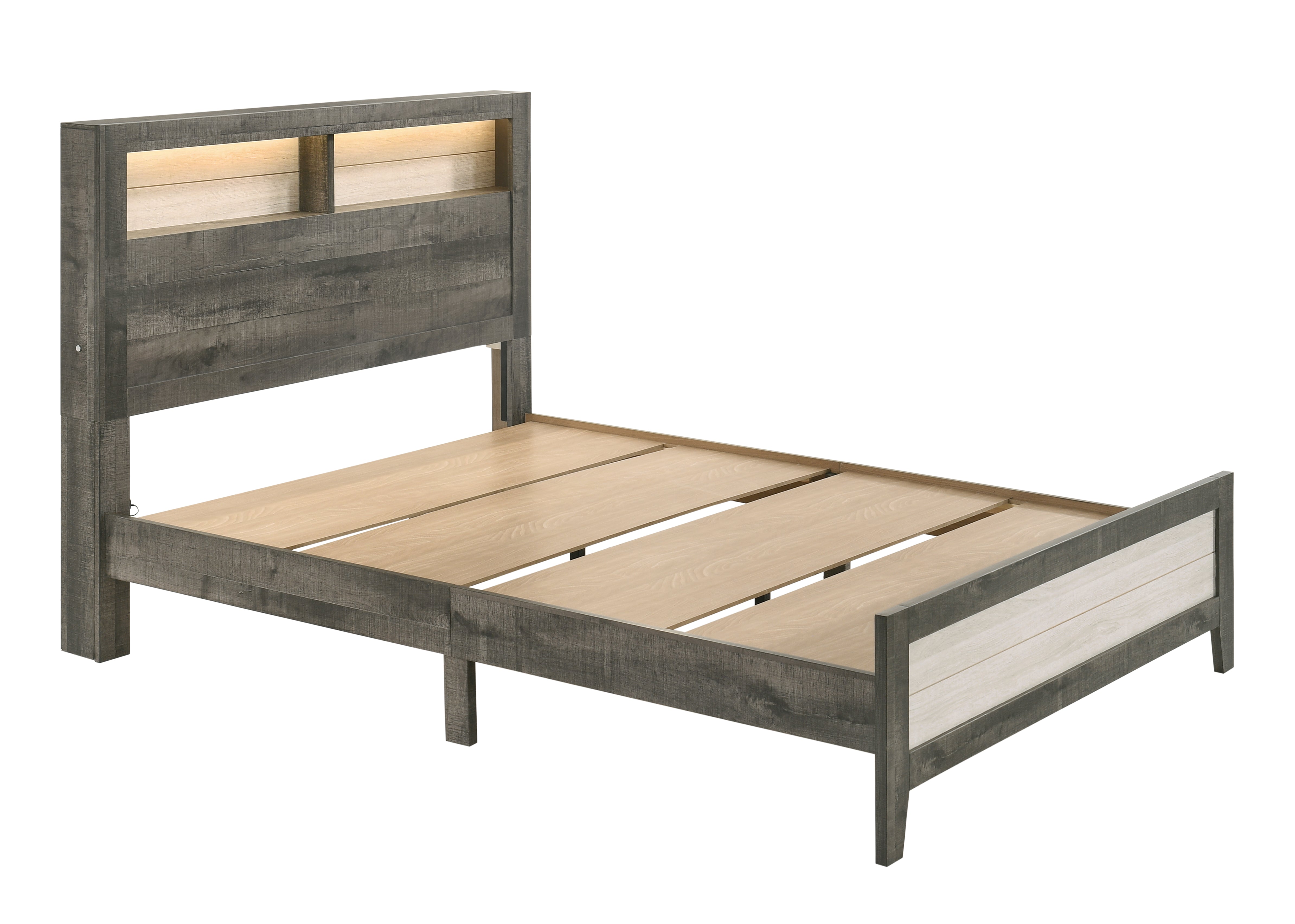 Rhett Brown/Cream Queen LED Platform Bed - MyWaynesHome #