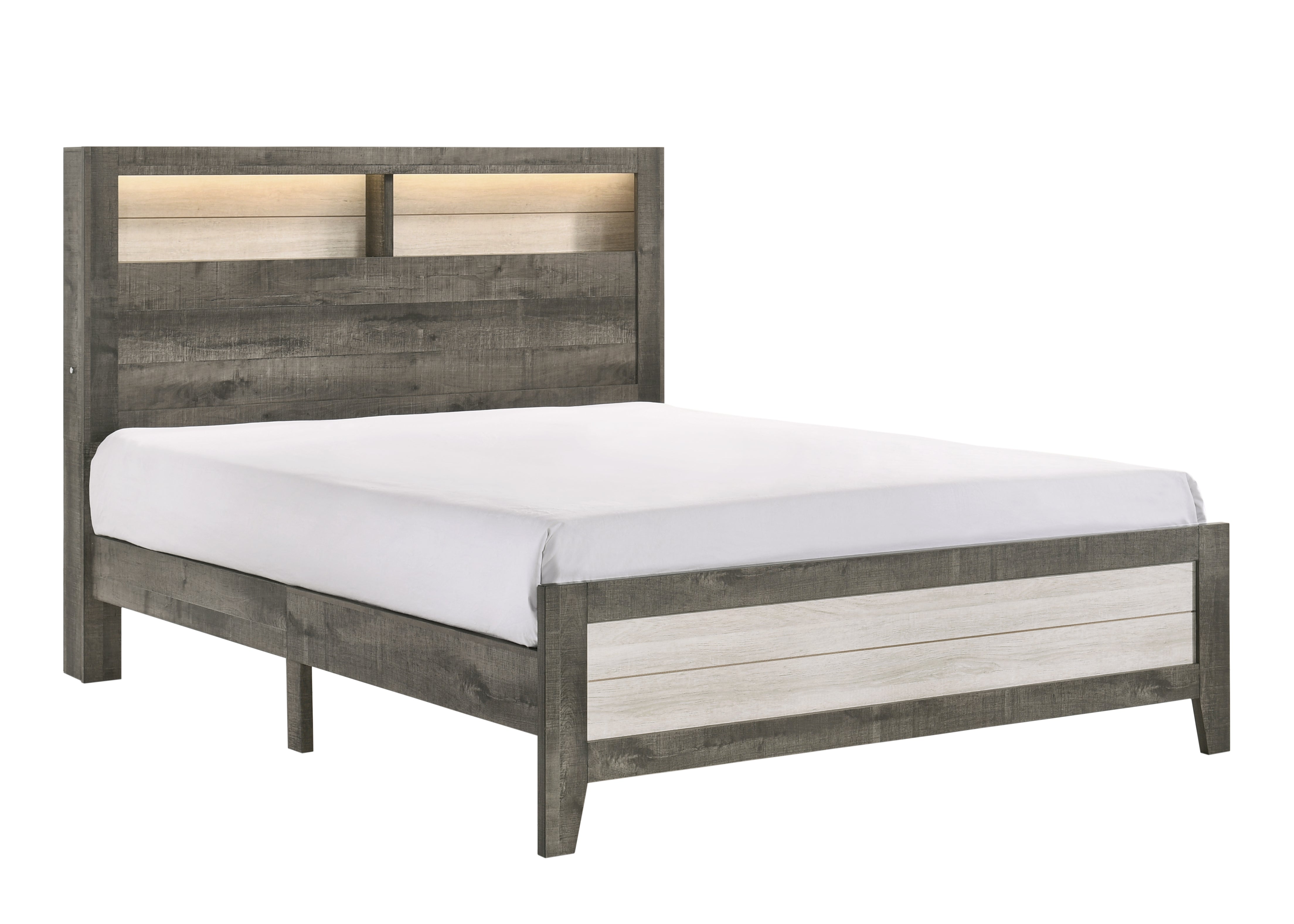 Rhett Brown/Cream Queen LED Platform Bed - MyWaynesHome #