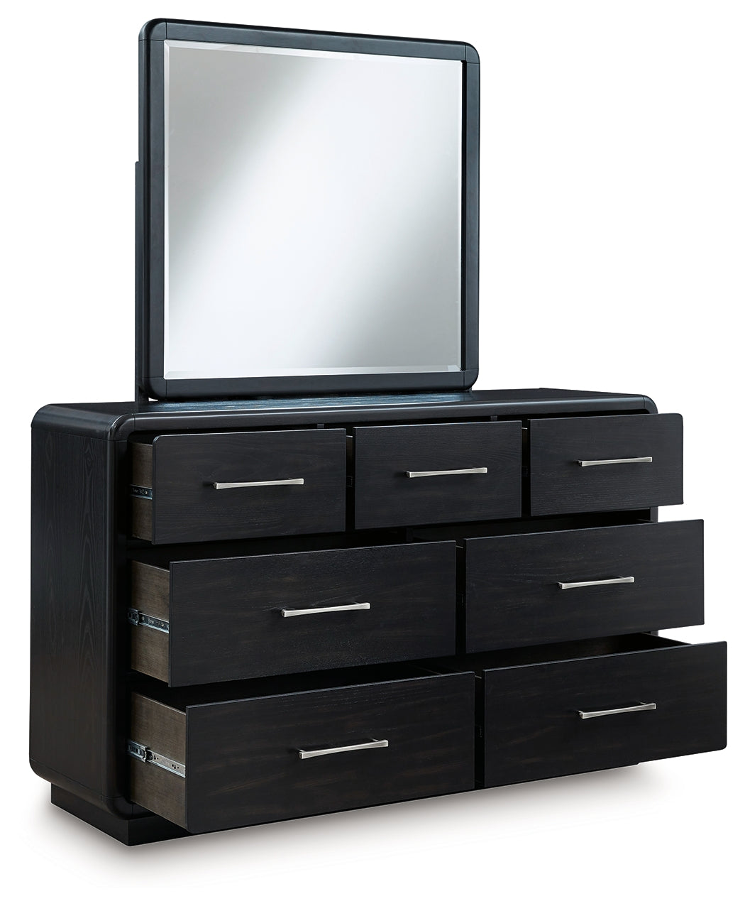 Rowanbeck King Panel Bed, Dresser, Mirror, Chest and Nightstand