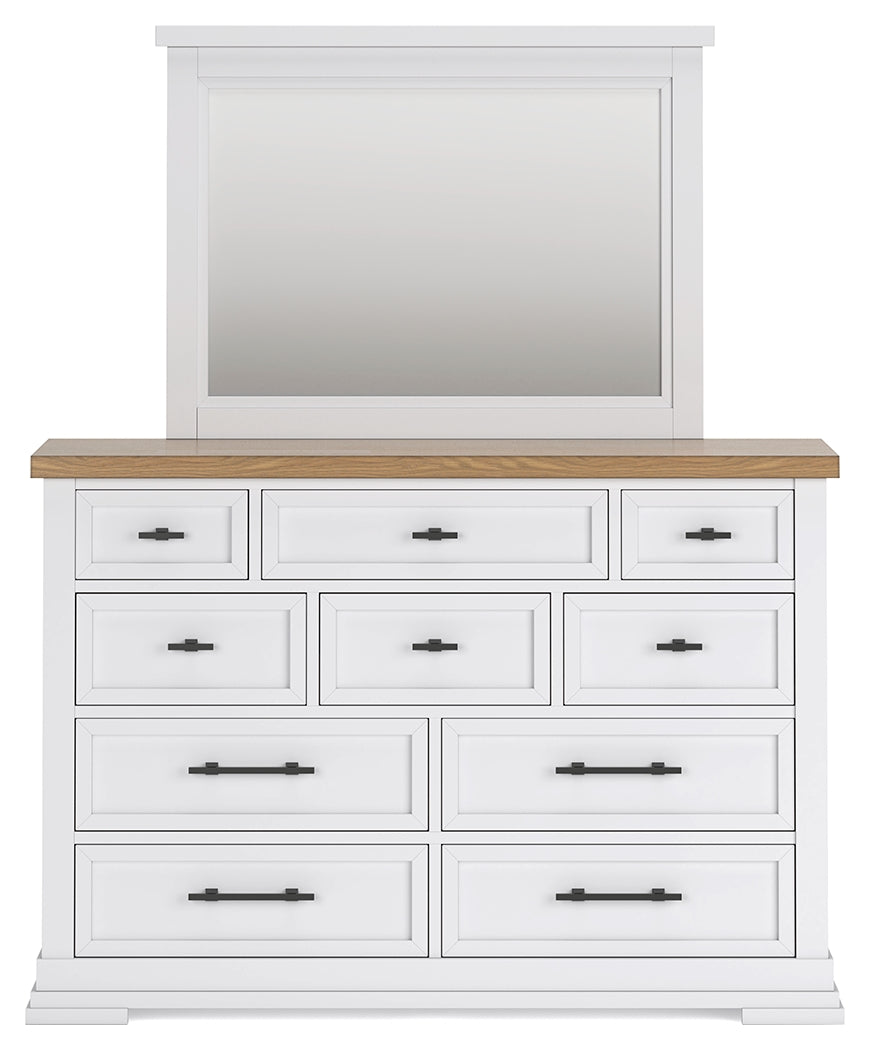 Ashbryn King Panel Storage Bed, Dresser, Mirror and Nightstand