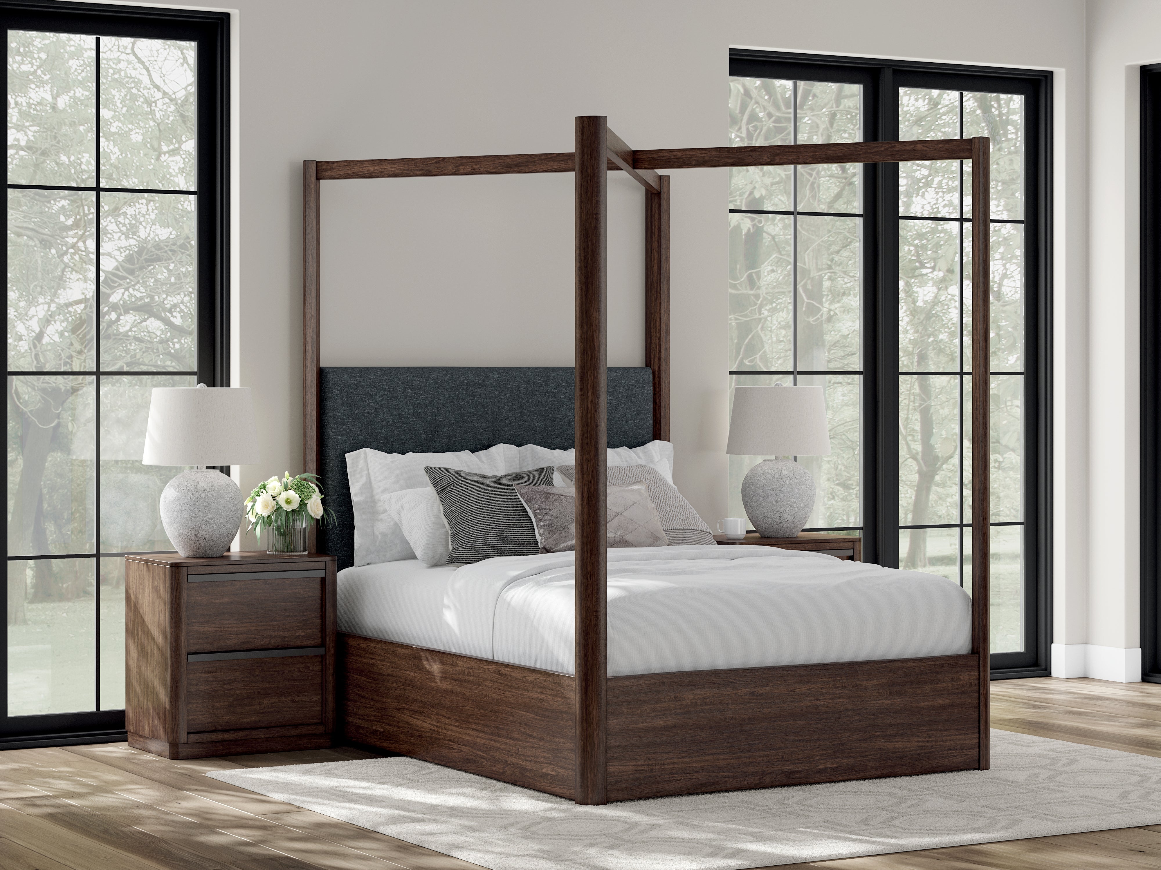 Dilenno Queen Canopy Bed, Dresser and Mirror