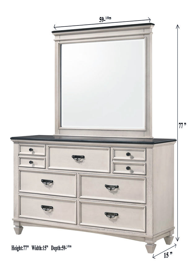 Sawyer Antique White/Brown Bedroom Mirror (Mirror Only) - MyWaynesHome #