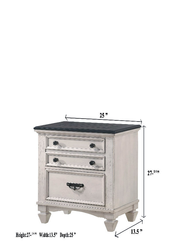 Sawyer Antique White/Brown Nightstand - MyWaynesHome #