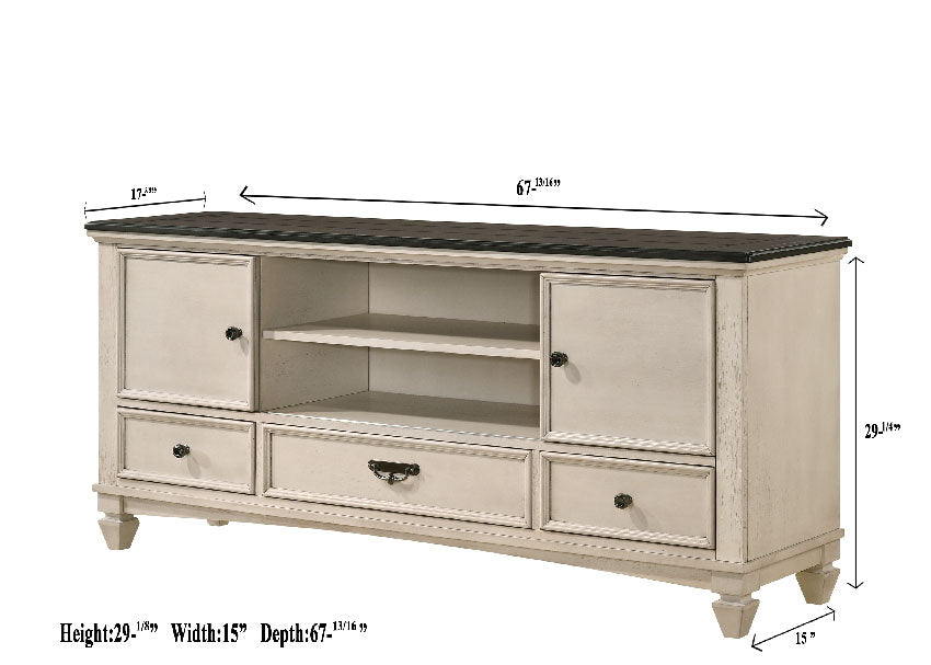 Saywer Antique 68" White/Brown TV Stand - MyWaynesHome #