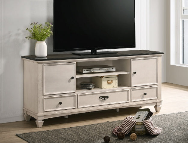 Saywer Antique 68" White/Brown TV Stand - MyWaynesHome #