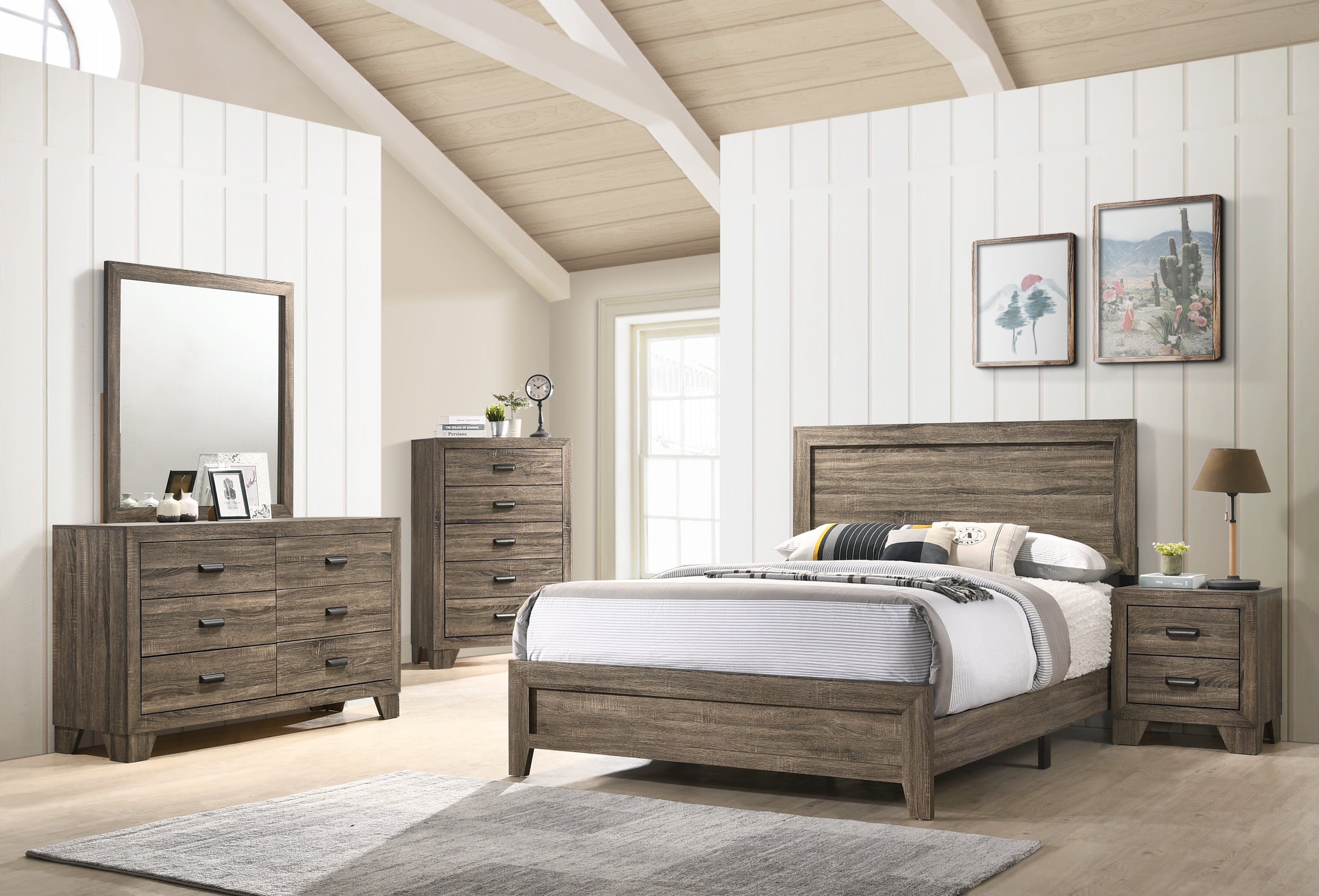 Millie Brownish Gray King Panel Bed - MyWaynesHome #