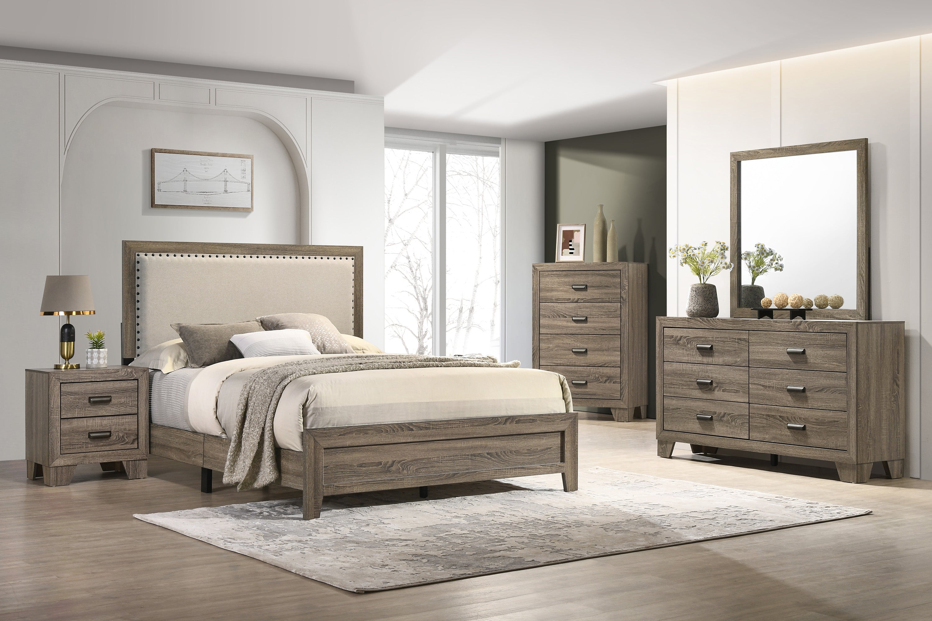 Mille Brownish Gray Queen Upholstered Bed - MyWaynesHome #