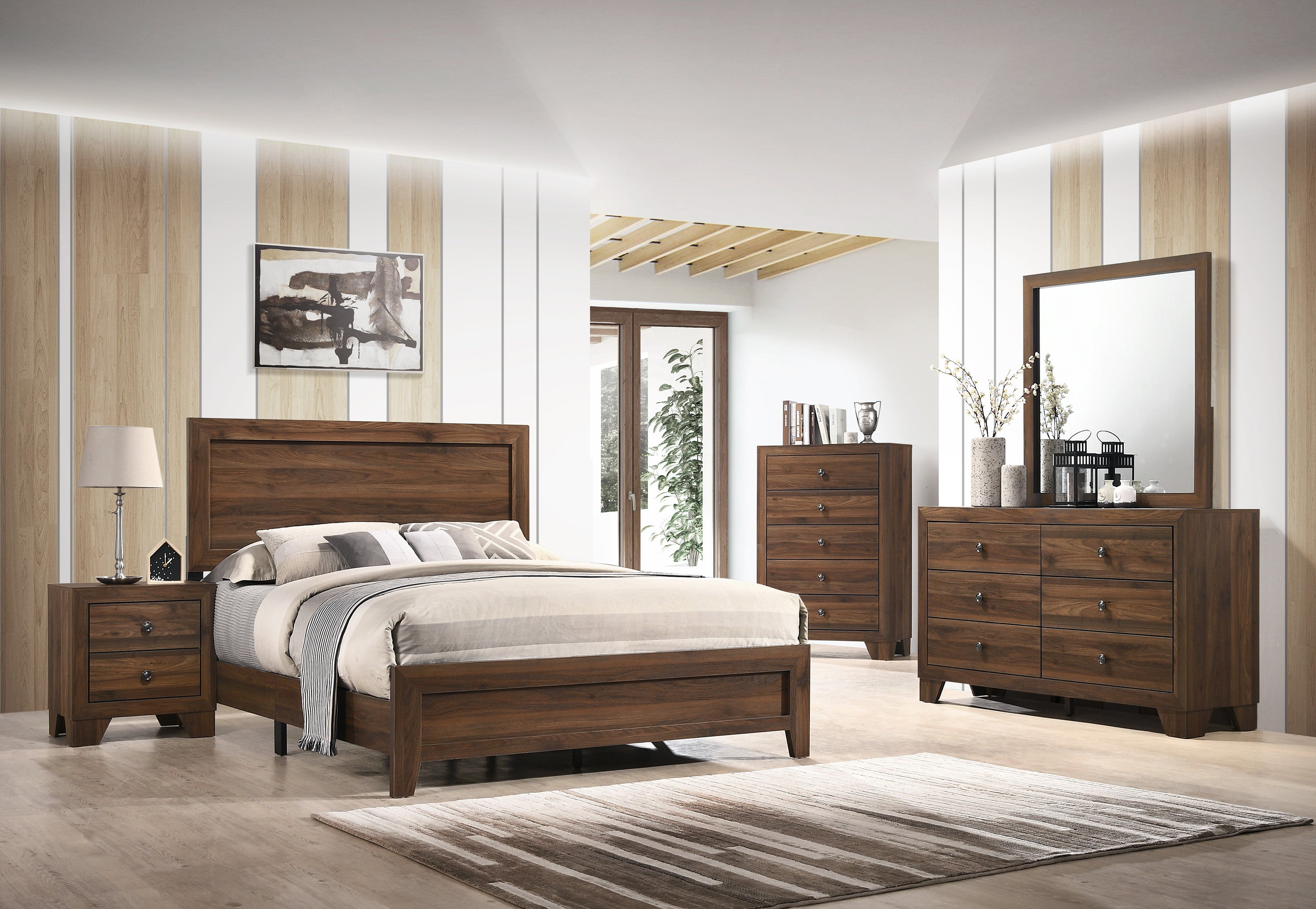Millie Cherry Brown King Panel Bed - MyWaynesHome #