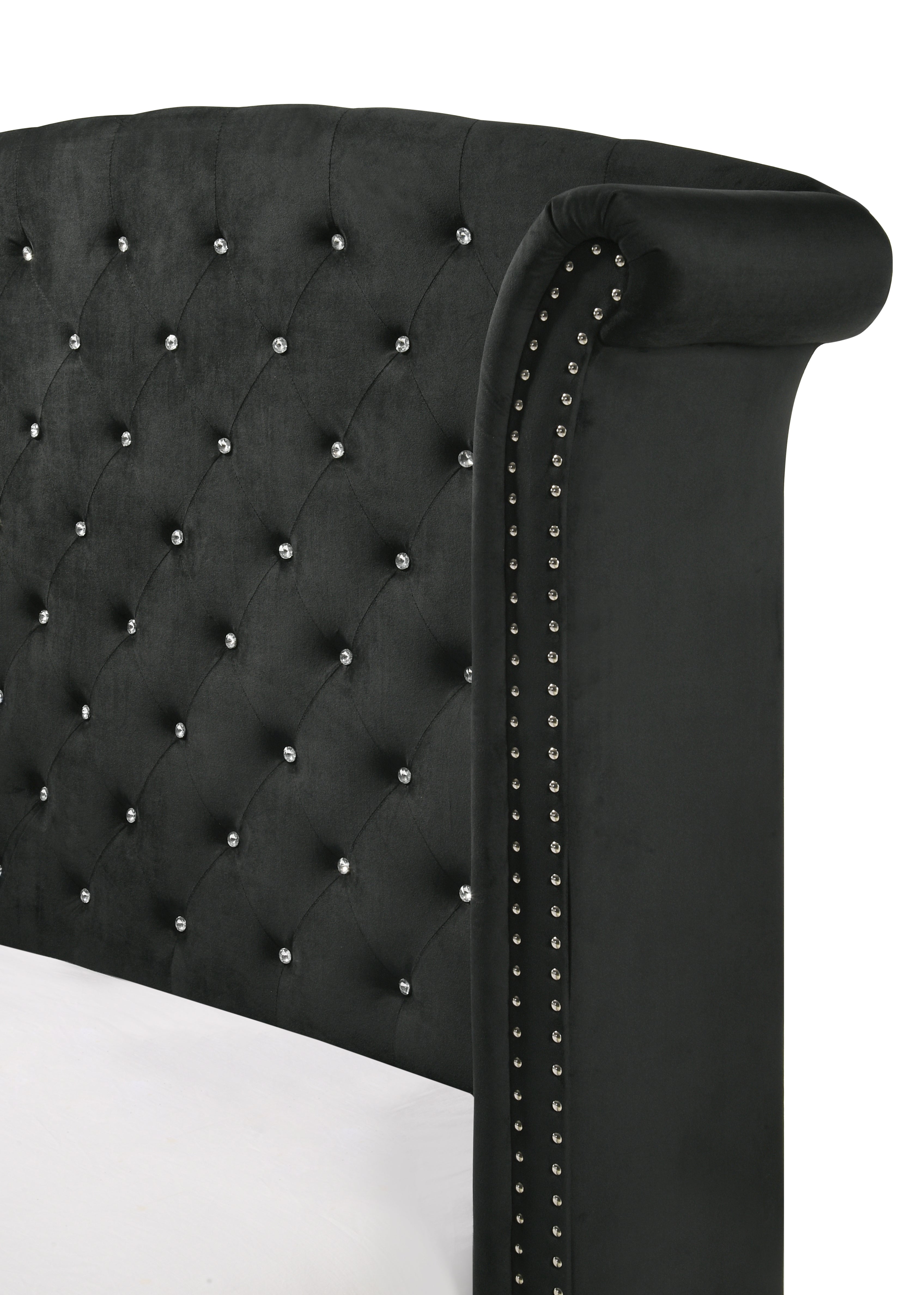 Lucinda Black King Upholstered Wingback Panel Bed - MyWaynesHome #