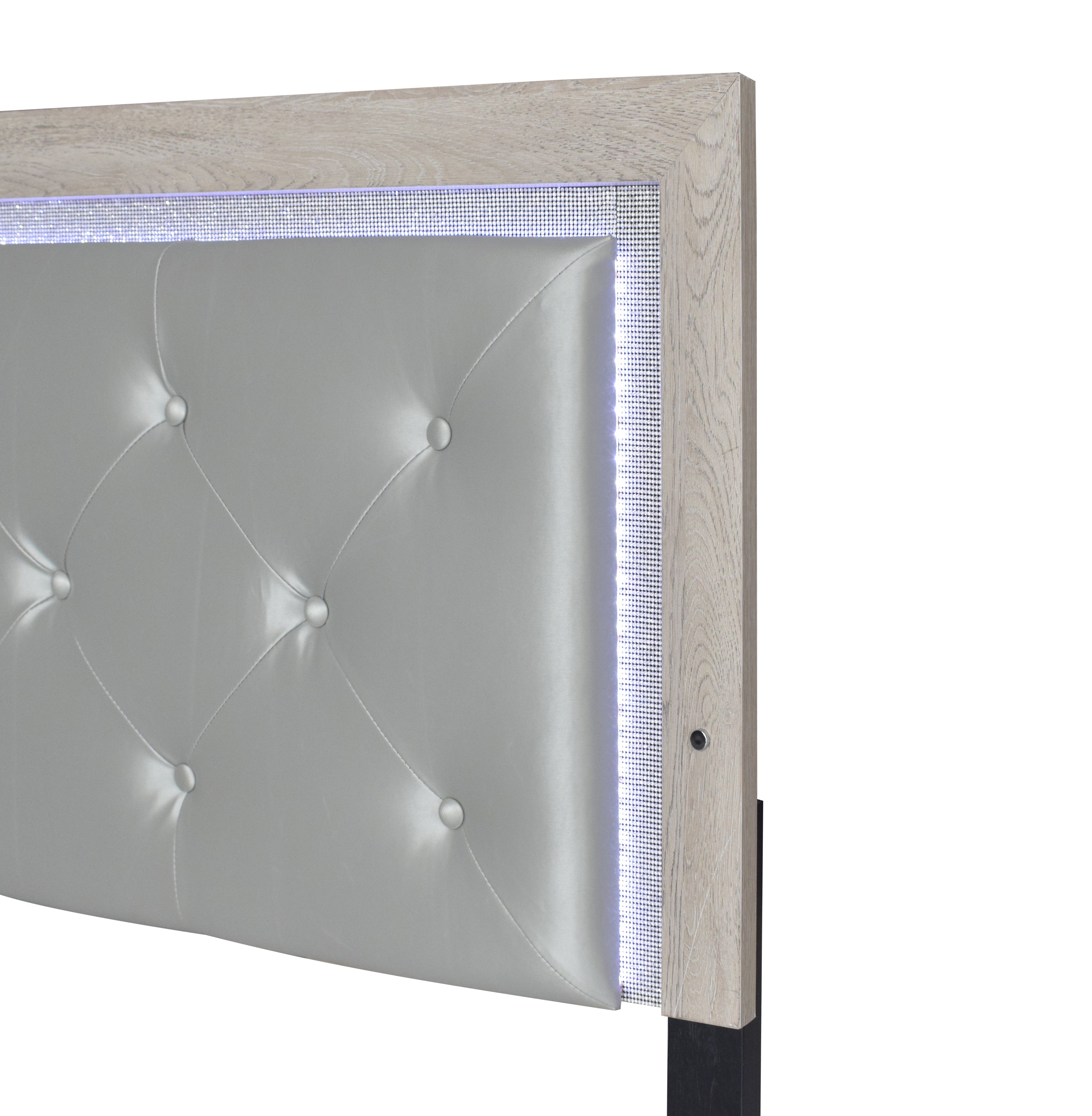 Jaylen Cream Queen LED Panel Bed - MyWaynesHome #
