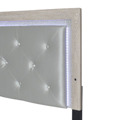 Jaylen Cream Queen LED Panel Bed - MyWaynesHome #