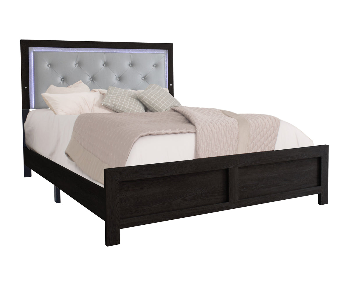 Jaylen Black Queen LED Panel Bed - MyWaynesHome #