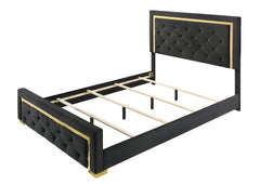 Pepe Black/Gold Panel Upholstered Bedroom Set - MyWaynesHome #