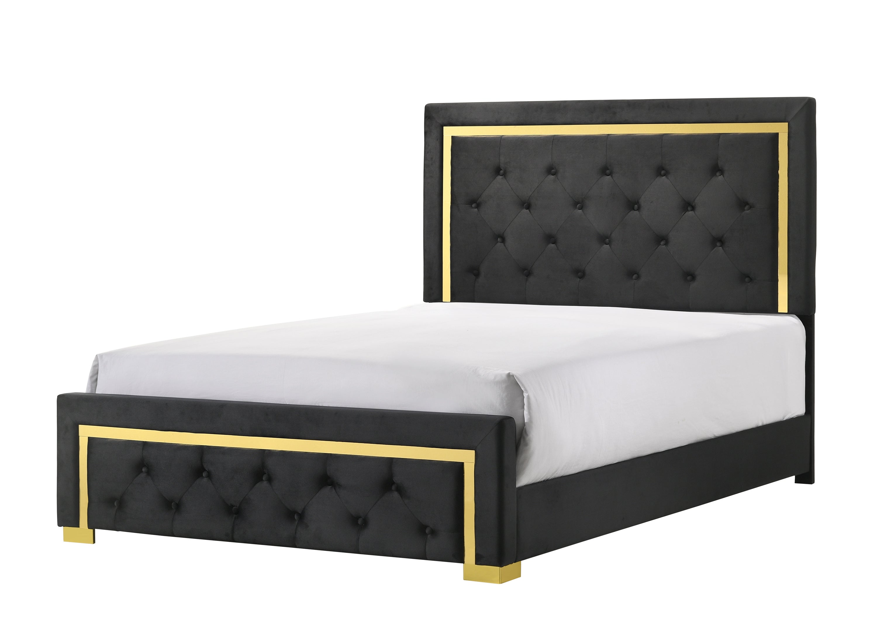 Pepe Black/Gold Panel Upholstered Bedroom Set - MyWaynesHome #
