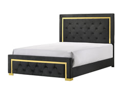 Pepe Black/Gold Panel Upholstered Bedroom Set - MyWaynesHome #
