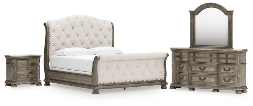 Ardenfield King Sleigh Bed, Dresser, Mirror and Nightstand