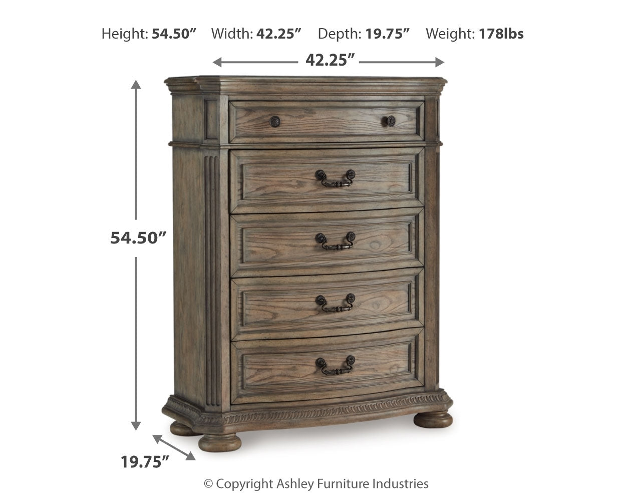 Ardenfield California King Sleigh Bed, Chest and Nightstand