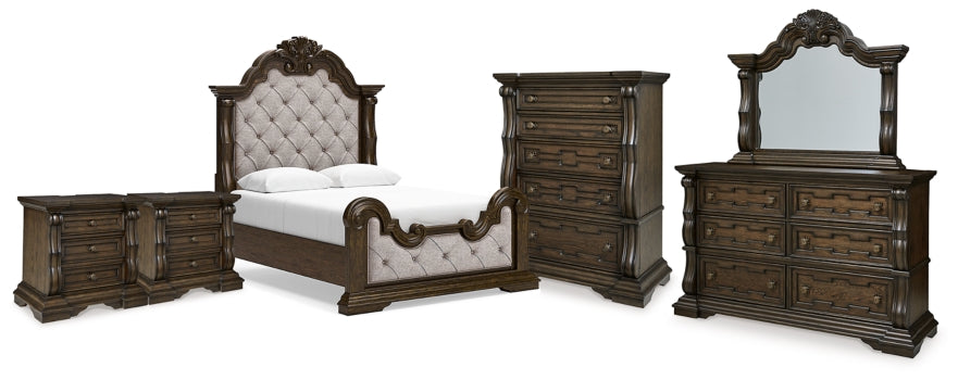 Maylee Queen Panel Bed, Dresser, Mirror, Chest and 2 Nightstands
