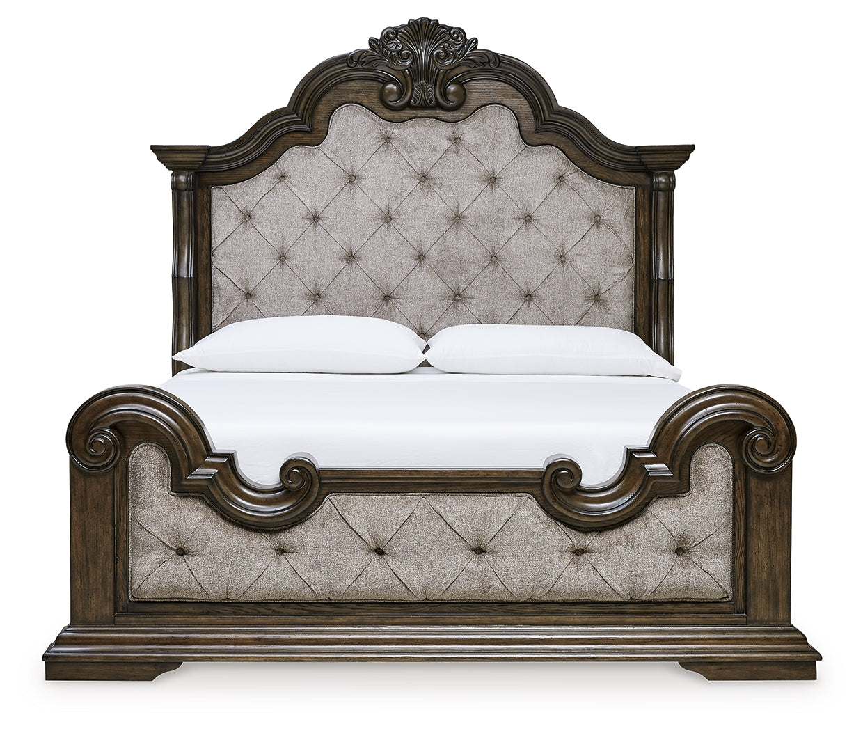 Maylee California King Upholstered Bed, Dresser and Mirror