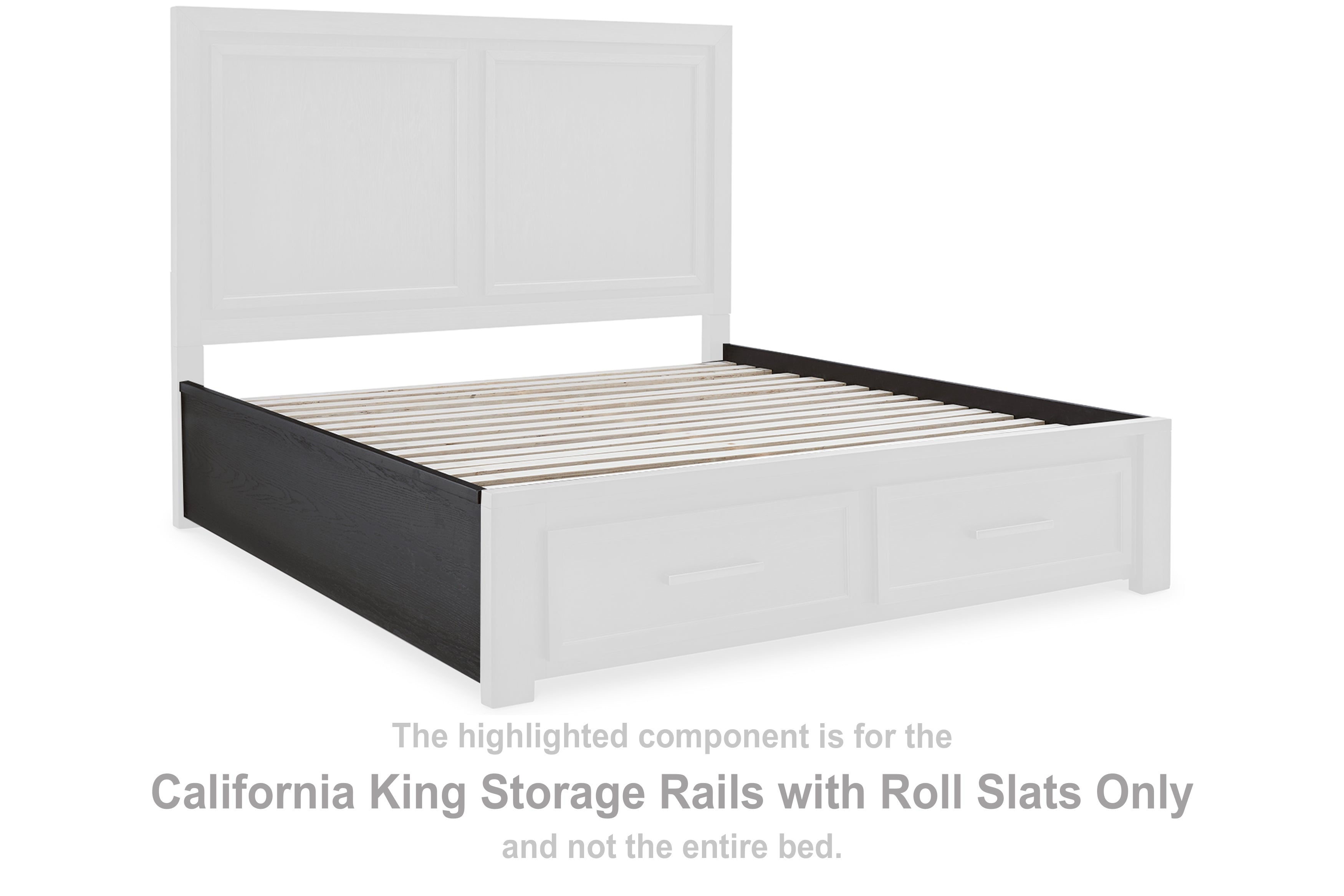 Foyland California King Panel Rails with Roll Slats