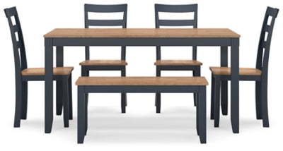 Gesthaven Dining Table with 4 Chairs and Bench (Set of 6) - MyWaynesHome #